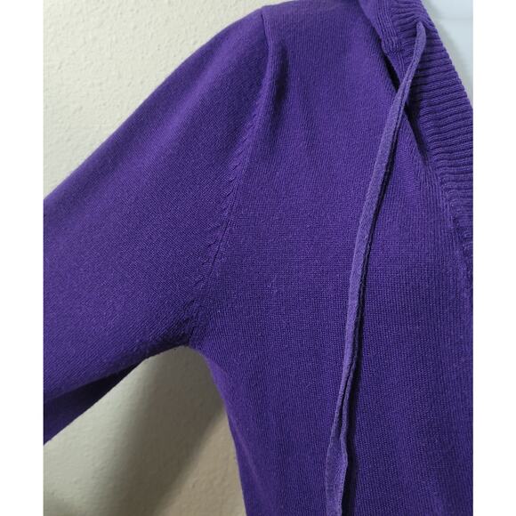 Rue 21 Purple Deep V Neck Drawstring Hoodie Sweater Medium Kangaroo Pouch Soft - Picture 2 of 6